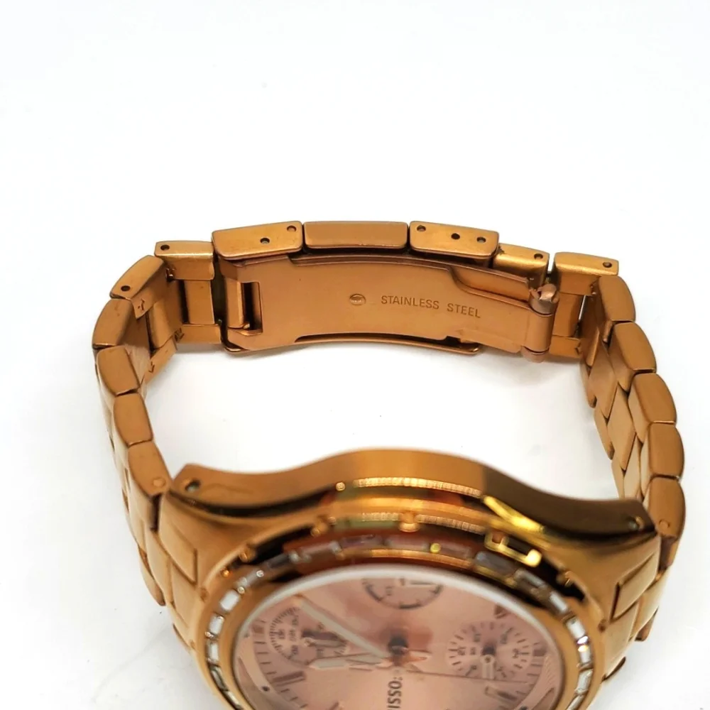 Fossil Watch CH2826 Rose Gold Steel Wristband Multifunction 10 ATM EUC